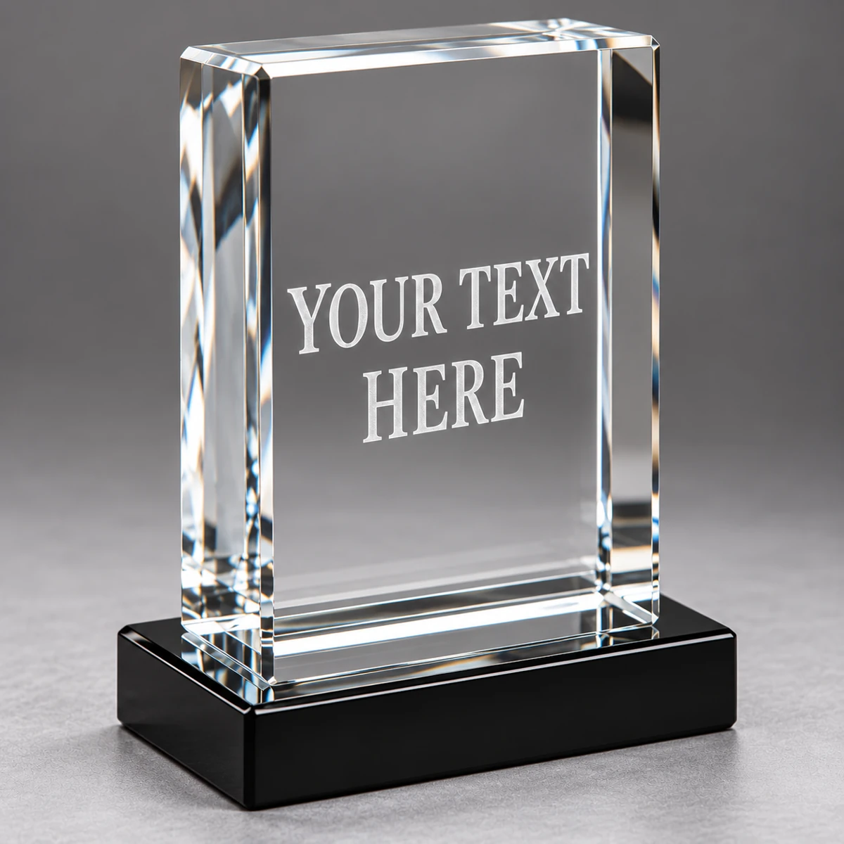 Engraved Crystal Block Trophy - view 2